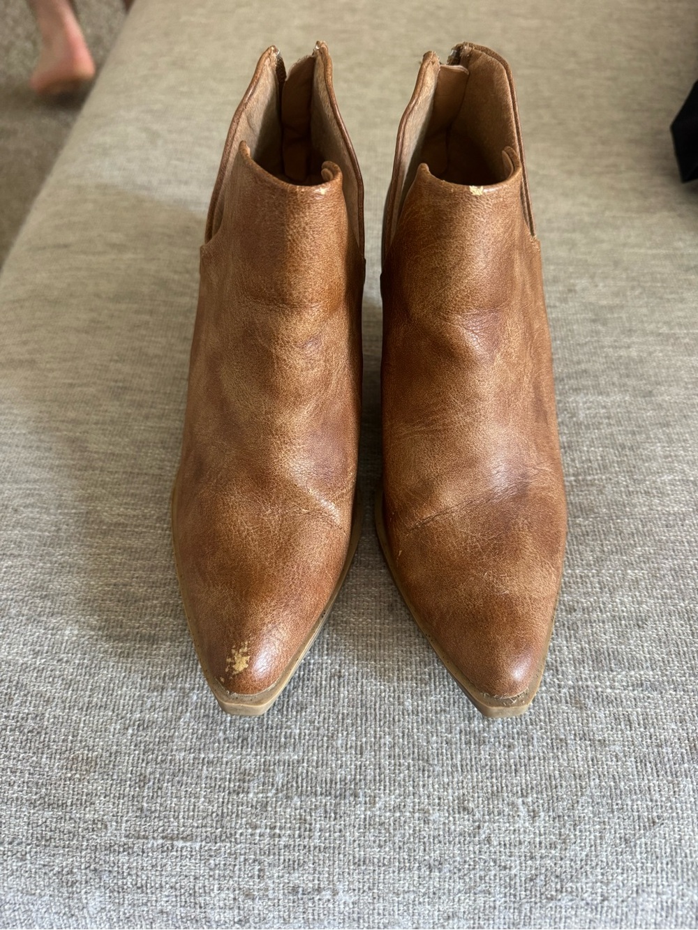Women's Brown Leather Pointed Ankle Boots